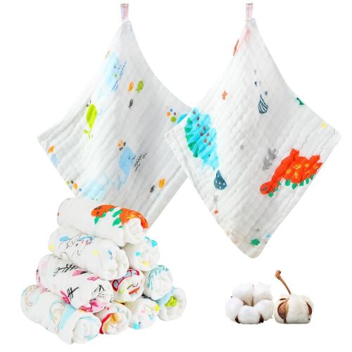 Baby Muslin Washcloths Baby Towels and Washcloths for Newborn Essentials Must Haves Wash Clothes Soft for Baby Muslin Burp Cloths for Face Baby Wash Cloths 10 Pack 10x10 Inches