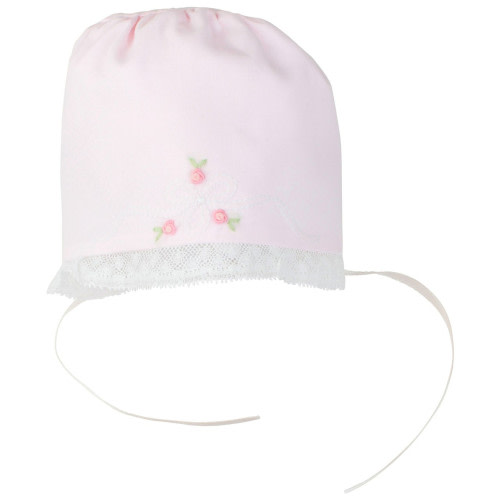 Baby Bonnet with Embroidery and Lace | Feltman Brothers