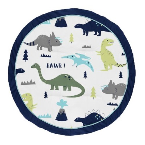 Sweet Jojo Designs Boy Baby Tummy Time Playmat Mod Dinosaur Blue Green and White