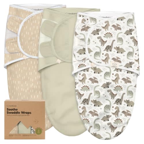 KeaBabies 3pk Organic Baby Swaddles for Newborns, Infant (Dino Ridge, 3-6M) | Baby Girls, Boys, Soft Organic Cotton, Newborn Swaddle Sleep Sack, Nursery Swaddling Blankets