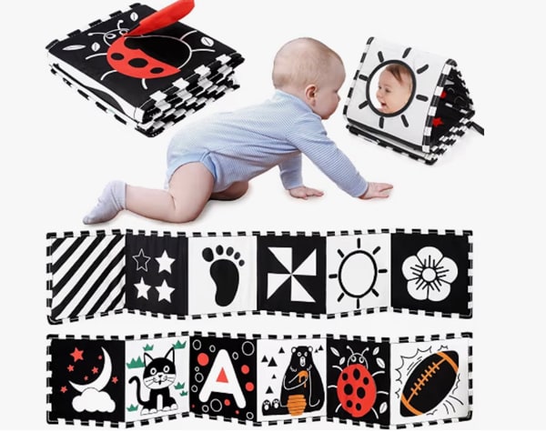 Amazon.com: URMYWO Black and White Baby Toy, Tummy Time High Contrast Newborn Toys 0-3 Months, Soft Baby Book, Visual Stimulation Montessori Sensory Infant Toys 0-6-12 Months, Boy Girl Shower Gift