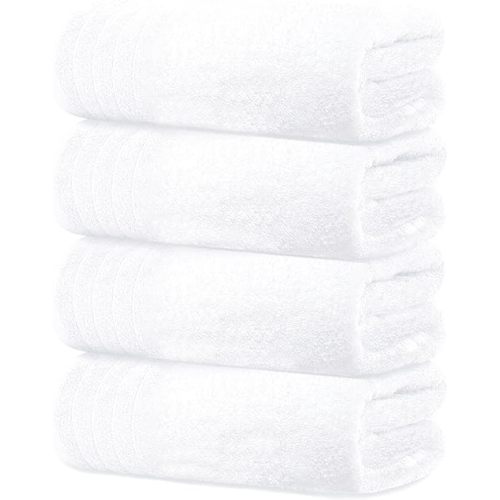 Tens Towels Pack of 4 Extra Large Bath Towels 30 x 60 Inches, 100% Cotton, Larger & Lighter Weight, Quicker to Dry, Super Soft and Absorbent, Perfect for Bathroom, White