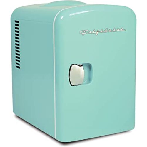 Frigidaire Mini Portable Compact Personal Fridge Cooler, 4 Liter Capacity Chills Six 12 oz Cans, 100% Freon-Free & Eco Friendly, Includes Plugs for Home Outlet & 12V Car Charger - Mint