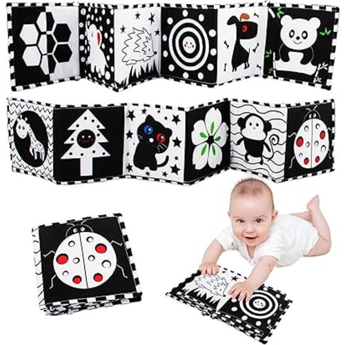 Black and White High Contrast Newborn Baby Book Toys 0-3-6 Months, Soft Book for Newborns Baby, Early Learning Baby Book Tummy Time Toys, Brain Development Baby Newborn Toys