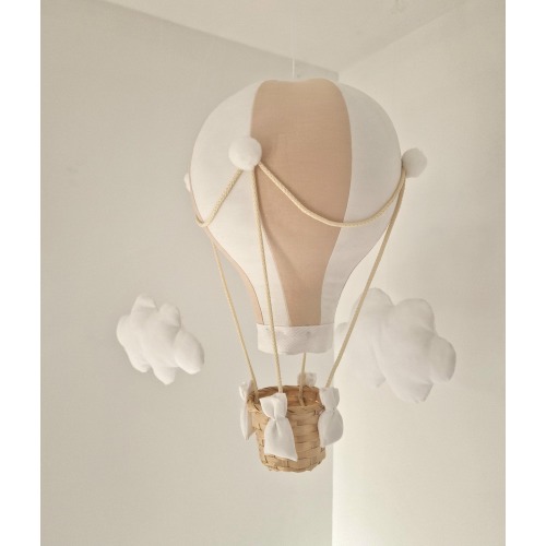 Big Beige and White Hot Air Balloon, baby shower gift travel theme nursery decor, Heißluftballon, big balloon