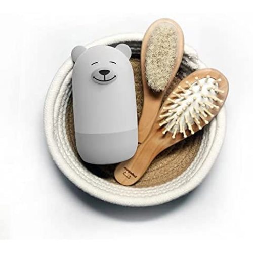 Baby Hair Brush Comb and Nail Clippers Set with Woven Basket for Newborn and Infant,Baby Grooming Kit for Baby Shower Gifts (White)