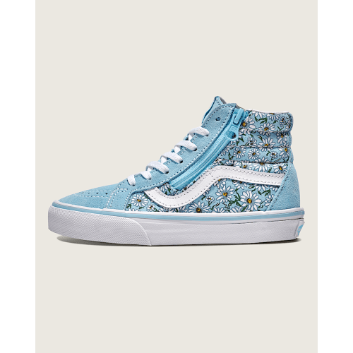 Little Kids Sk8-Hi Reissue Side Zip Daisies Shoe in Blue / White | Vans