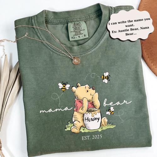 Comfort Colors® Custom Mama Bear Shirt, Grandma Bear T-shirt, Auntie Bear Shirt, Mother's Day T-shirt, Winnie the Pooh Momma Shirt