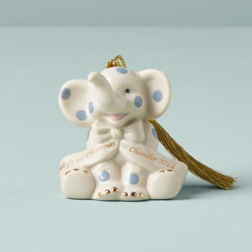 Personalized Baby's Blue Elephant Ornament