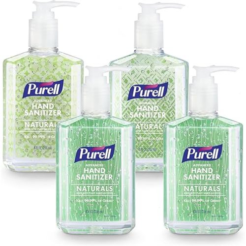 PURELL Advanced Hand Sanitizer Naturals with Plant Based Alcohol, Citrus Scent, 8 fl oz Pump Bottle (Pack of 4) - 9626-06-ECDECO