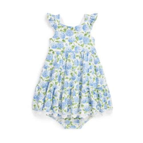 Baby Girls Floral Cotton Mesh Dress & Bloomer