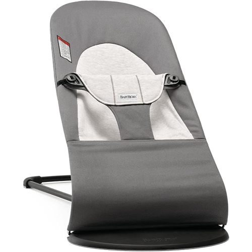 BabyBjörn Bouncer Balance Soft, Woven/Jersey, Dark Gray/Gray | 2-in-1 Adjustable Baby Bouncer Seat and Toddler Chair, Newborn to Toddler (8-29 lbs), 4 Positions, Lightweight & Portable