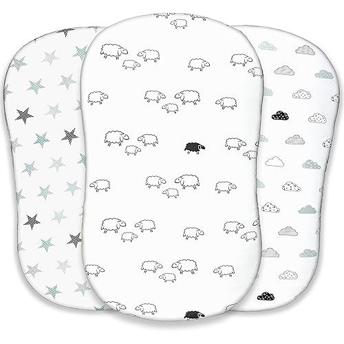 VOLHA&CO Fitted Sheets for Halo Bassinest Swivel Sleeper 100% Cotton Jersey 3-Pack