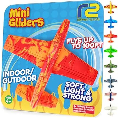 Airplane Toy Foam Glider Plane for Kids: Best Outdoor Beach Toys for Boys & Girls - Pool Toys for Kids & Fun Flying Gliders Easy Throwing Air Planes - 4 Year Old Boy Birthday Gift 5 6 7 8 9 2-4 8-13