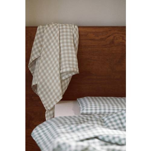 CHECKED COTTON MUSLIN COMFORT BLANKET