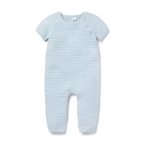 Baby Soft Blue Heather Stripe Baby Textured Striped One-Piece by Janie and Jack