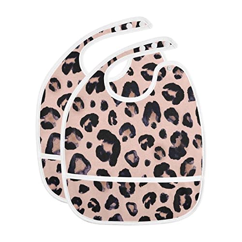 SUABO Leopard Print Cheetah Pink Baby Bib,Newborn Bibs Toddlers Adjustable Closure Baby Bibs for Girls Boys Baby Food Bibs