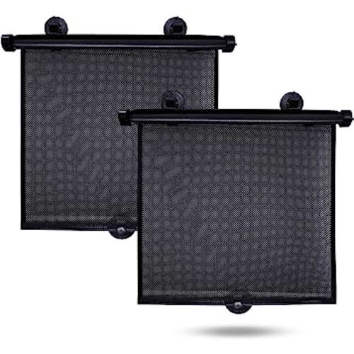 EcoNour Car Side Window Sun Shade (2 Pack) | Retractable Car Roller Sunshade for Kids | Baby Car Window Shades for UV and Sun Glare Protection | Baby Car Travel Accessories (15"x17")