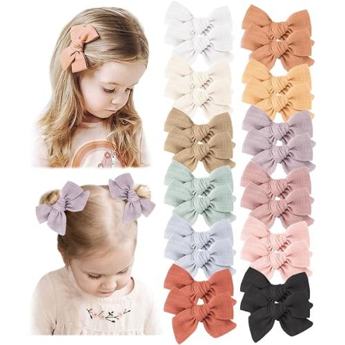 Niceye 24 PACK Baby Girl Hair Clips Set, Hair Bows Barrettes Handmade Accessories Alligator Clip for Babies Infant Toddlers Kids in Pairs