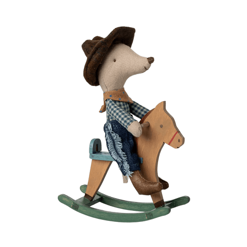 Cowboy mouse on rocking horse (Little brother)