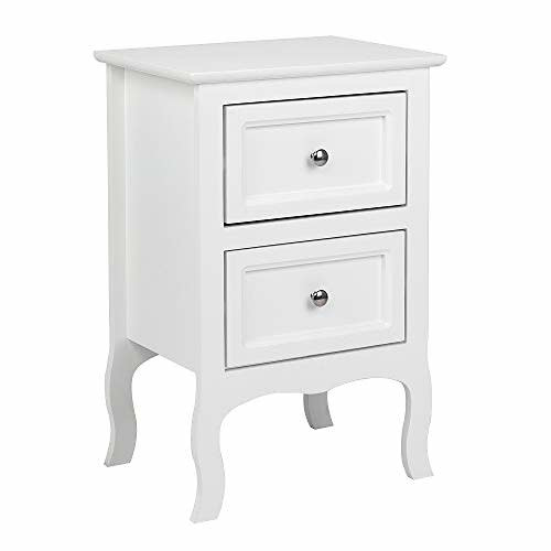 Bonnlo White Nightstand with 2 Drawers, Night Stands for Bedrooms, Small Bed Side Table/White Night Stand with Drawers for Small Spaces, College Dorm, Kids’ Room, Living Room, French, 16W x 12D x 24H