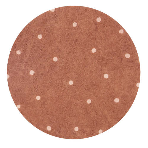 Round Dot Washable Rug - Chestnut
