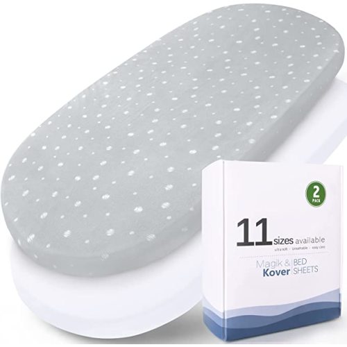Baby Bassinet Sheets 15" x 30", Fit for Fisher Price Soothing Motions, Rock with Me, Soothing View, Luminate, Dream On Me Lacy, Regalo Baby Basics(Small) Bassinet, Ultra Soft,White & Grey Ball