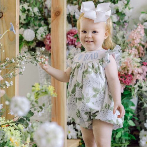 Hydrangea I Love Dad Smocked Bubble I Poppy Kids Co