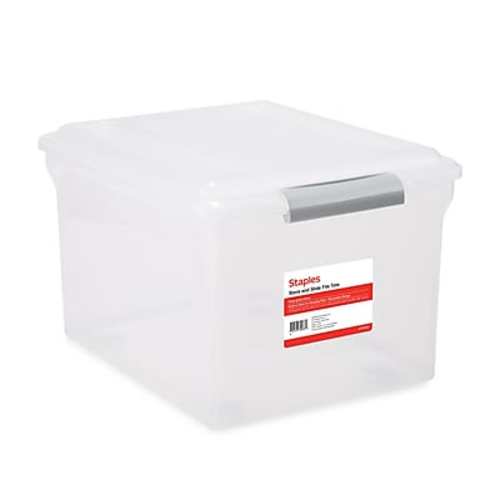 Staples Store & Slide Plastic File Box Latching, Letter/Legal Size, Clear (140167/139997)