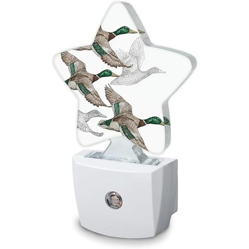 Duck Mallard Wild Bird Plug-in Night Light with Dusk-to-Dawn Sensor for Bathroom,Bedroom and Hallway Sleep Friendly Lamp for Women/Girls/Boys Gift,0.5w