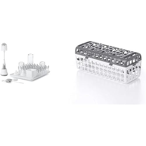 OXO Tot Bottle & Cup Cleaning Set, Gray & Tot Dishwasher Basket, Gray