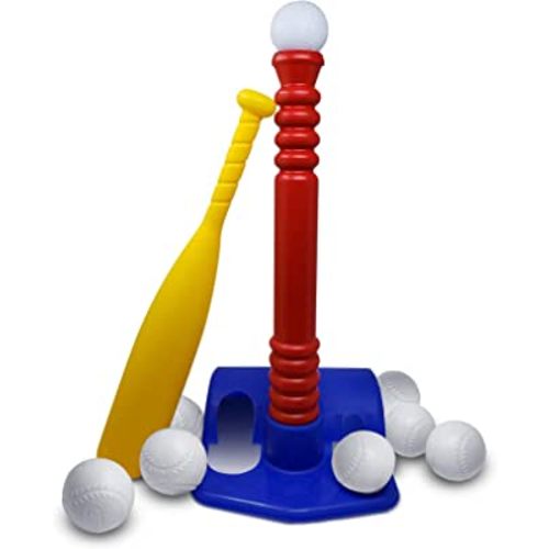 T-Ball Set / Tee Ball - Toddlers and Kids Batting Tee Game with 8 Balls. Develops and Improves Baseball, Softball, Wiffle Ball Skills - Sports Toy for Boys & Girls, Children Ages 3-12