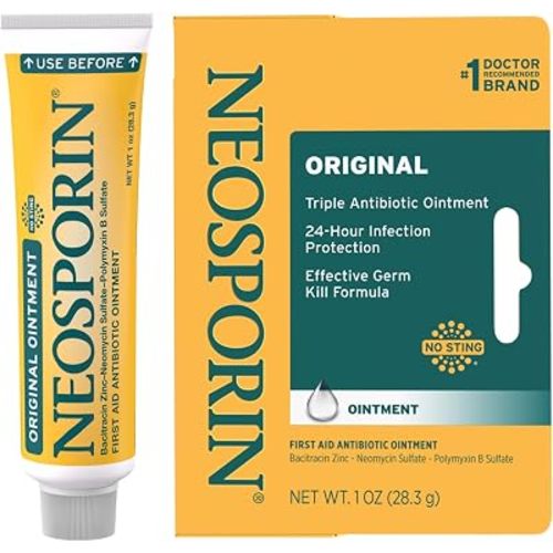 Neosporin Original First Aid Antibiotic Ointment for Wounds, Infection Protection Treatment, Germ-Killing Formula, Helps Minimize Appearance Of Scars for Minor Cuts, Scrapes, Burns, 1 Oz