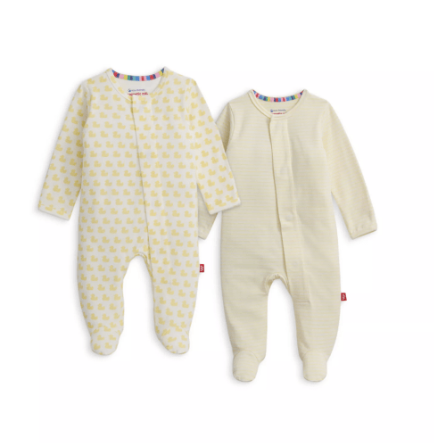 MAGNETIC ME Unisex Cotton Footie Two-Pack Bundle - Yellow 3-6 months