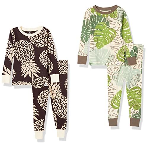 HonestBaby Multipack 2-Piece Pajamas Sleepwear PJs 100% Organic Cotton for Infant Baby and Toddler Boys, Unisex