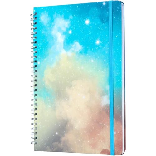 SIIXU Colorful Blank Journal Notebook, Hardcover Unlined Personal Diary to Write in, Spiral, 6.8"x9.8", Nebula