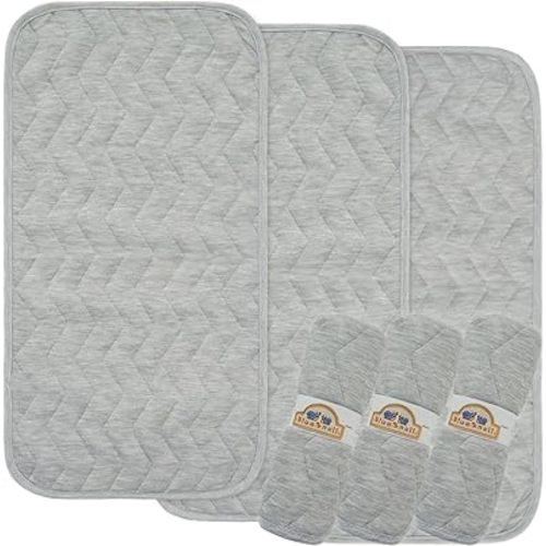 BlueSnail Waterproof and Portable Baby Changing pad Liners 3 Count (Light Gray 14” x 27”)