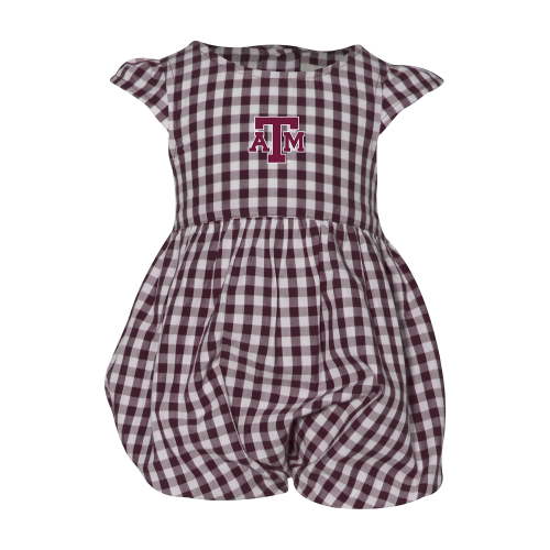 Girl's Infant Garb Maroon Texas A&M Aggies Cara Gingham Ruffled Bodysuit