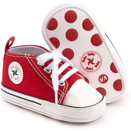Unisex Baby Girls Boys Shoes Infant Soft Sole Canvas Newborn First Walkers High Top Anti-Slip Sneakers