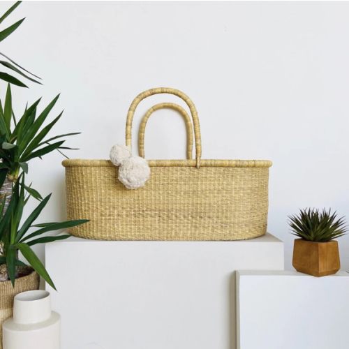 NaturalAfrican Moses Basket No Hood Cream Handle
