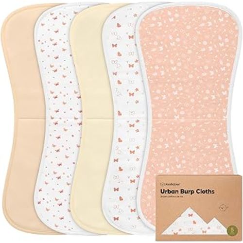 Organic Burp Cloths for Baby Boys and Girls - 5-Pack Super Absorbent Burping Cloth, Burp Clothes, Soft & Plush Newborn Towel, Milk Spit Up Rags, Burpy Cloth Bib for Unisex, Burping Rags(Butterflies)