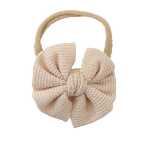 Oatmeal Bamboo Waffle Bow Headband