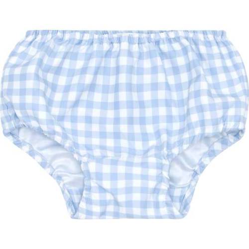 Oasis Blue Gingham Diaper Bloomer Cover - Minnow | Maisonette