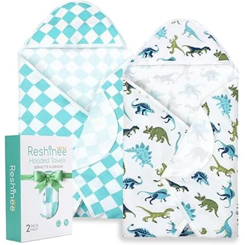 Baby Hooded Towel, 2 Pack Bath Towel for Boy or Girl, Soft Bamboo Viscose Baby Bath Towel, Shower Gifts for Newborn, Infant, Toddler (29 X 29 Inch)
