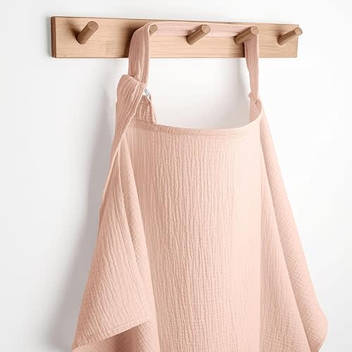 Comfy Cubs Muslin Nursing Cover, Pack of 1, 100% Muslin Breastfeeding Cover - Soft & Breathable Baby Nursing Scarf with Adjustable Neck Strap - Portable, Lightweight & Privacy Coverage - Blush