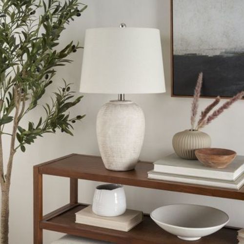23" Farmhouse Ceramic Urn Pot Table Lamp - Nourison