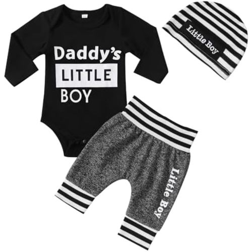 Newborn Baby Boy Clothes Infant Newborn Boy Clothes Letter Print Romper + Pants + Hat 3PCS Baby Boy Bodysuit Outfits