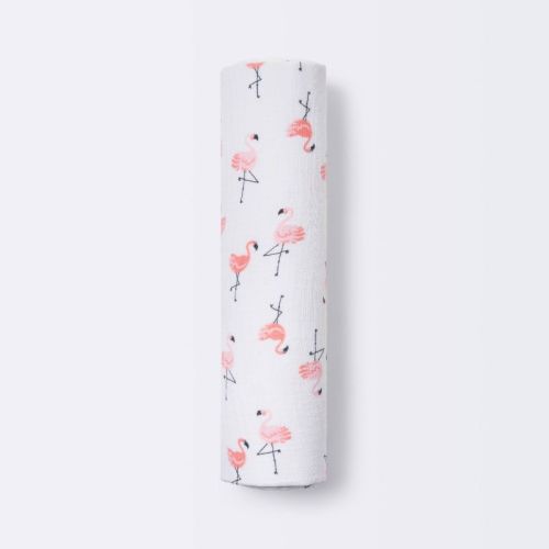 Muslin Swaddle Blanket Flamingos - Cloud Island™ White/pink