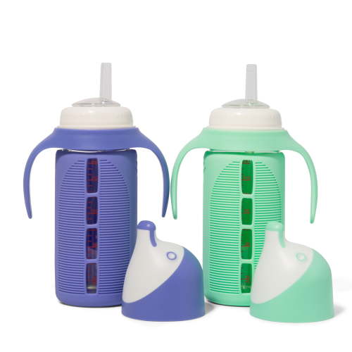 Tabor Place Glass Sippy Cup - Set of 2 (Mint Green & Purple Indigo)