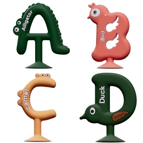 LOFIR Baby Teething Toy Set - Silicone Teethers for Soothing Relief of Sore Gums, Heat Resistant up to 200°C, Includes Alphabet & Animal Shapes for Babies 6-12 Months. Also Ideal as Bath & Fidget Toy